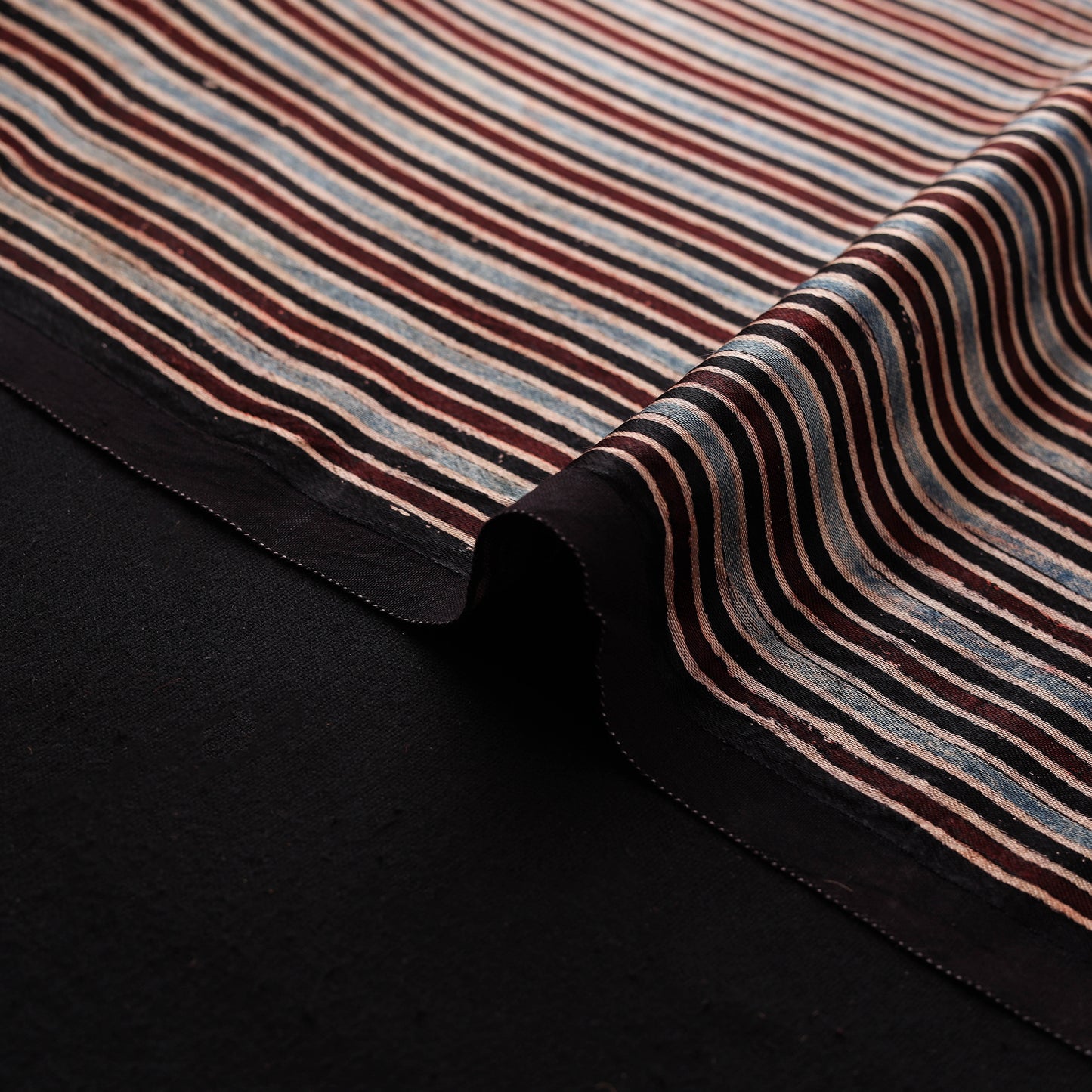 Kutch Hand Block Ajrakh Print Natural Dyed Mashru Silk Fabric 06