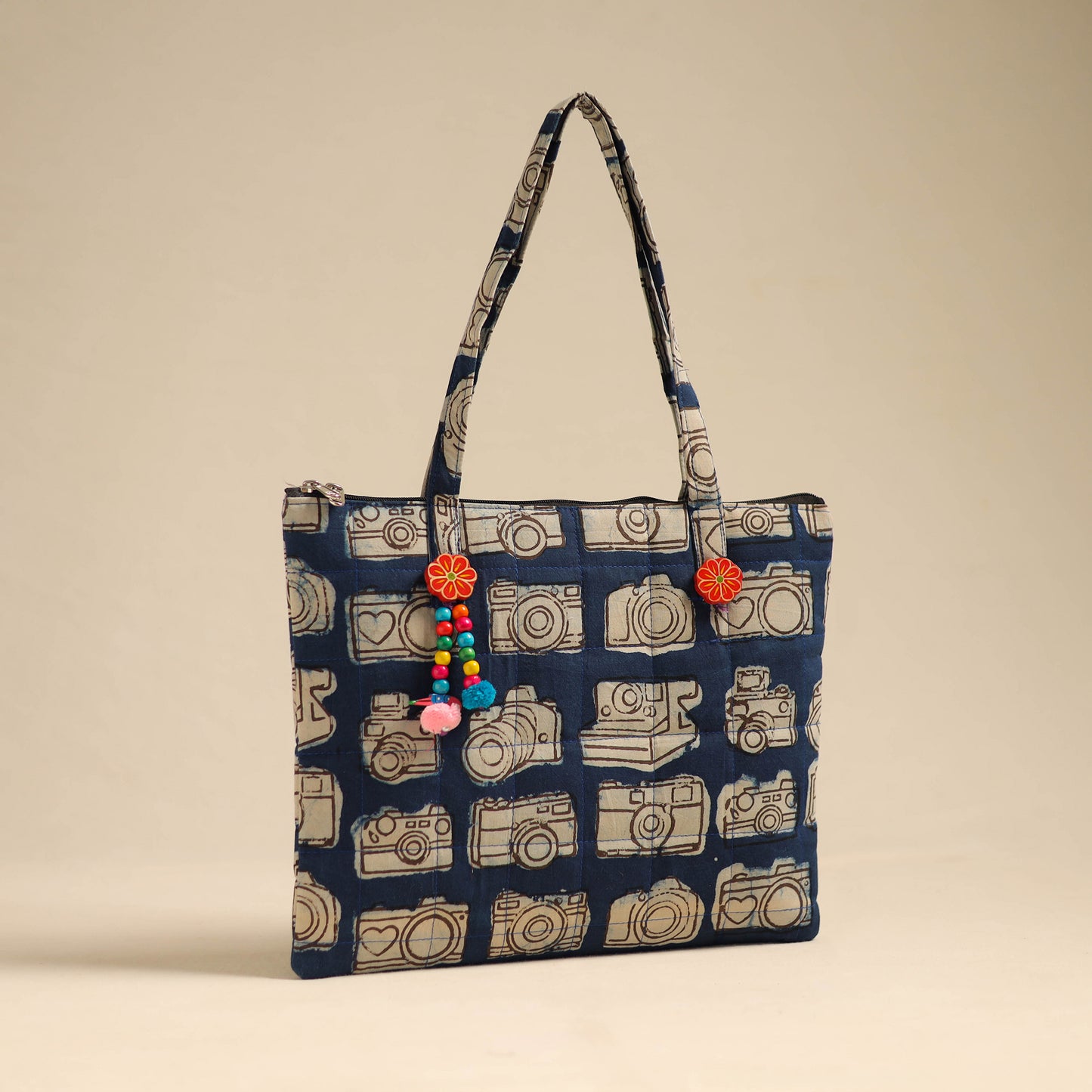 Blue - Handcrafted Quilted Cotton Hand Bag 07