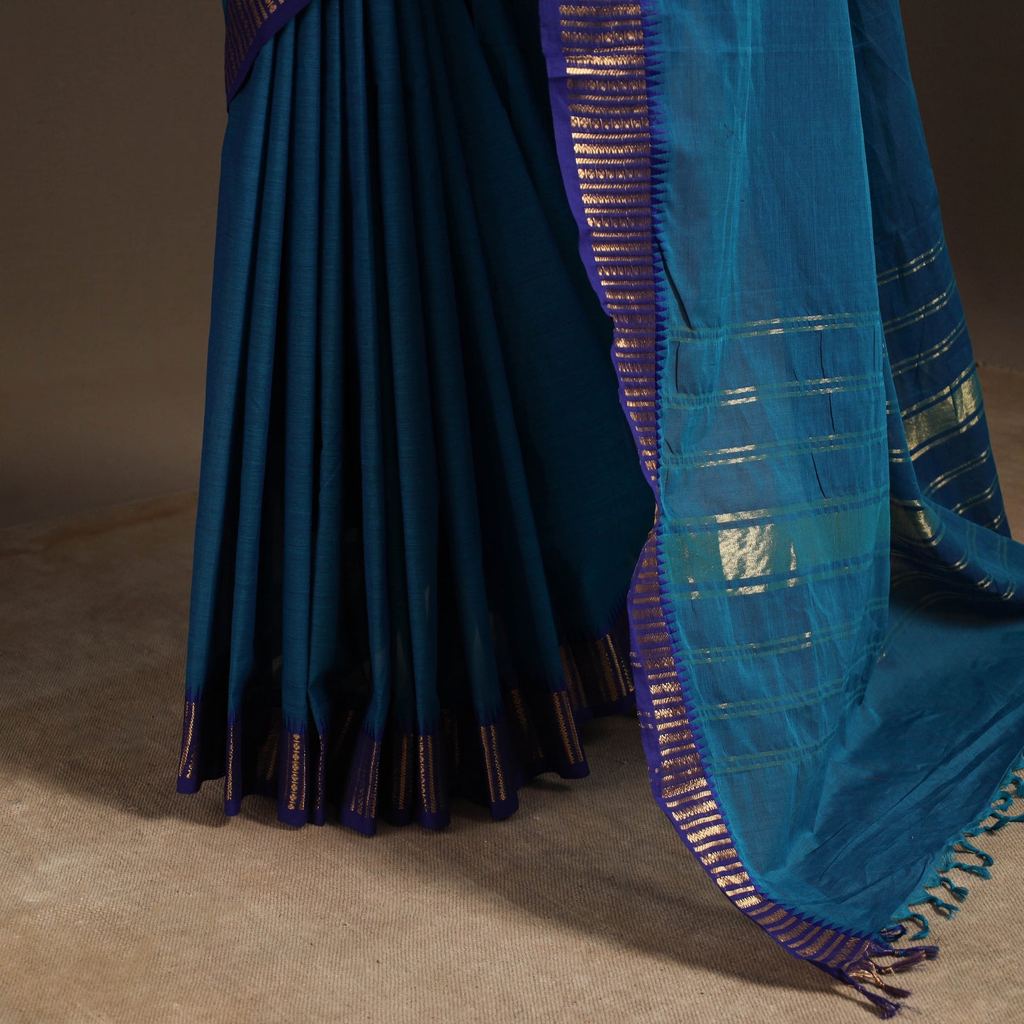 Blue - kandangi chettinad cotton saree with border 92