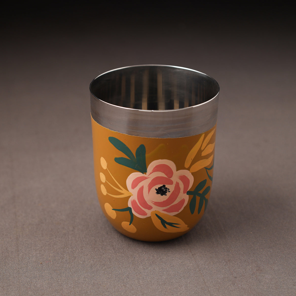 Floral Handpainted Enamelware Stainless Steel Glass 29