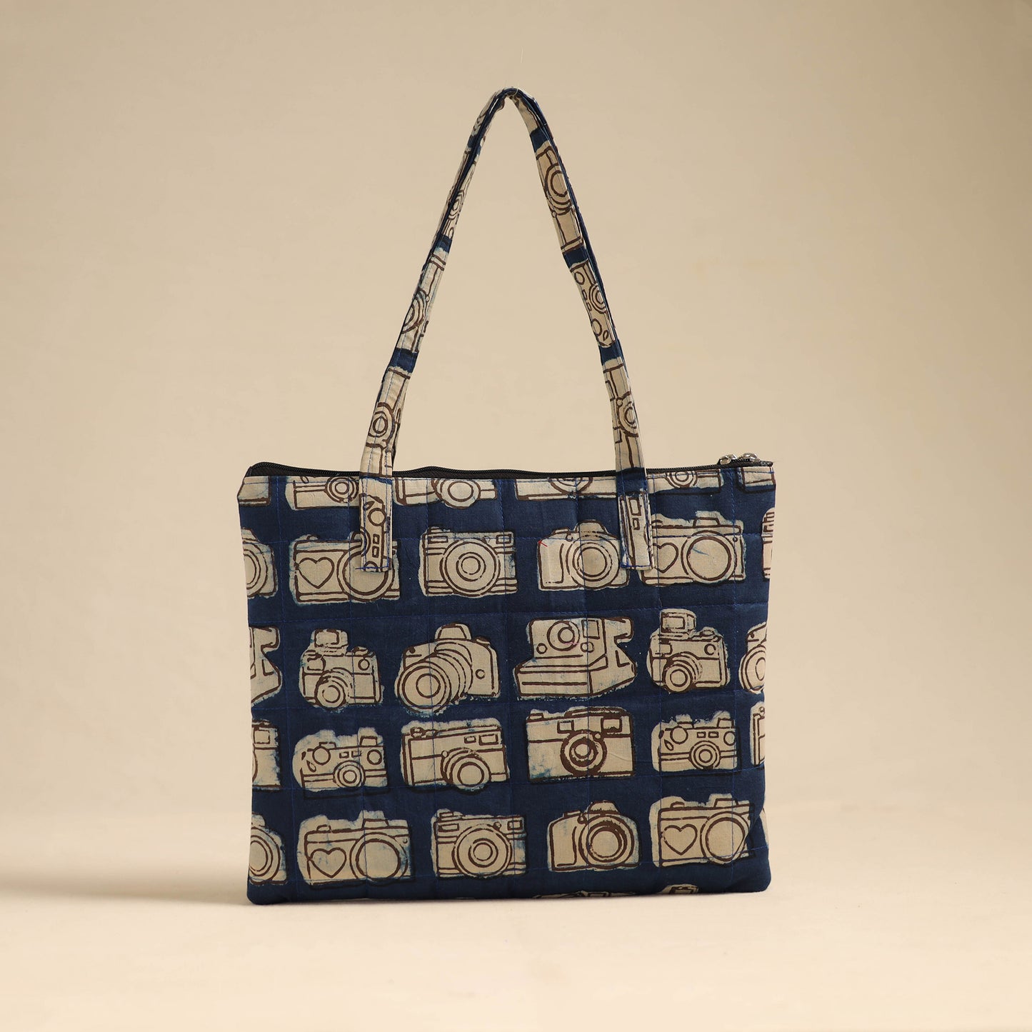 Blue - Handcrafted Quilted Cotton Hand Bag 07