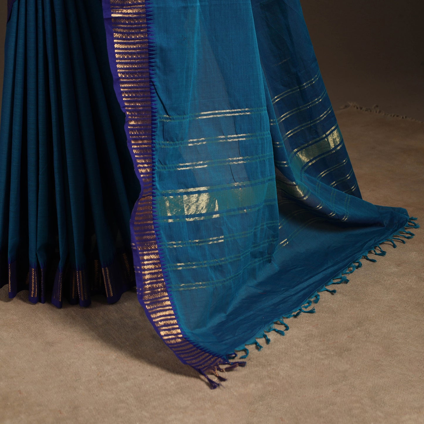 Blue - kandangi chettinad cotton saree with border 92