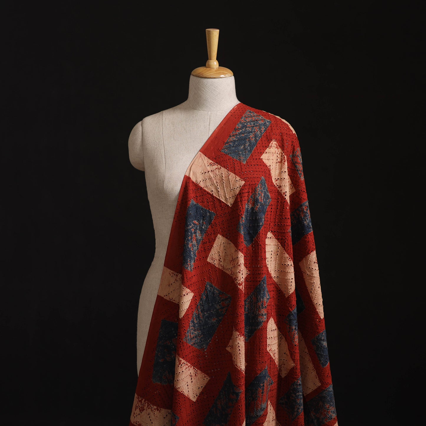 Natural Dyed Ajrakh Hand Block Print Cotton Hakoba Fabric 78