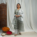 Buy Green Block Print Cotton Sanganeri Kurta Set
