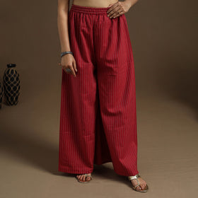 Buy Cotton Maroon Flared Jacquard Palazzo