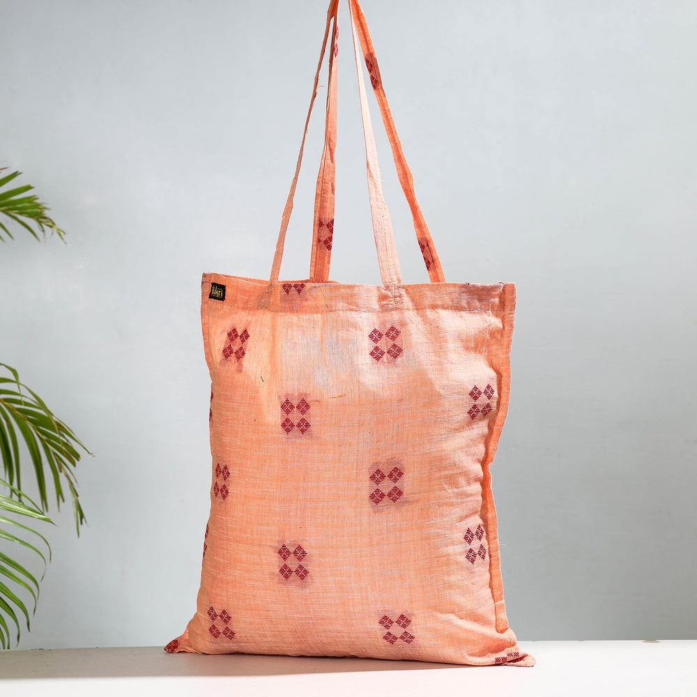 Peach - Jacquard Cotton Jhola Bag