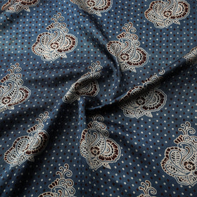 Kutch Hand Block Ajrakh Print Natural Dyed Mashru Silk Fabric 08