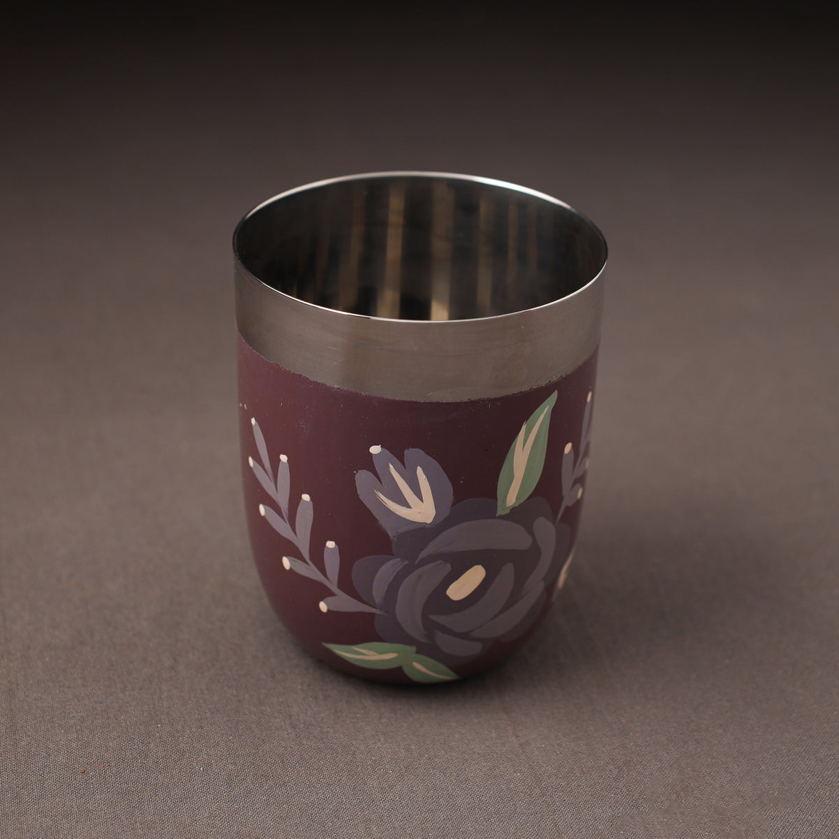 Floral Handpainted Enamelware Stainless Steel Glass 30