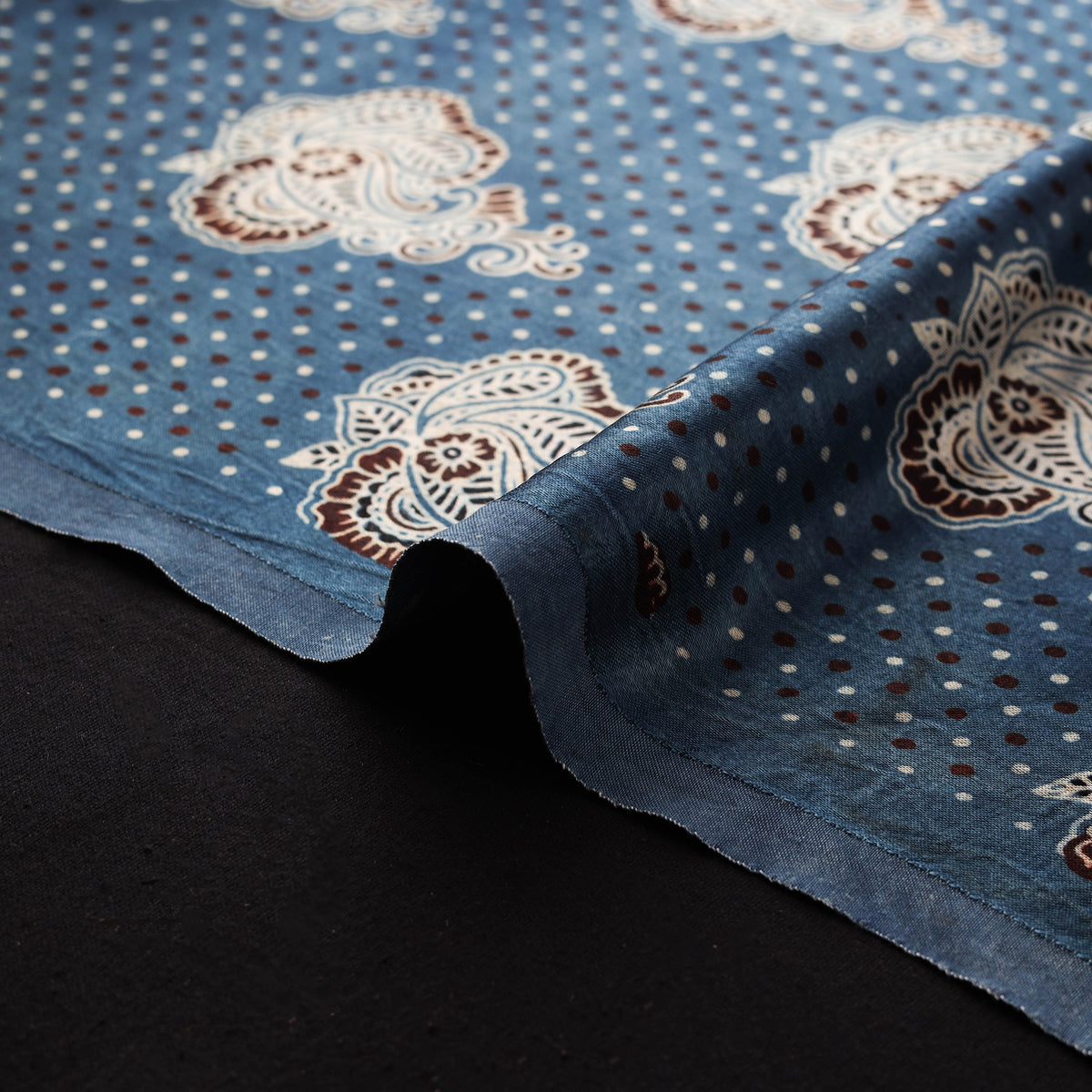 Kutch Hand Block Ajrakh Print Natural Dyed Mashru Silk Fabric 08