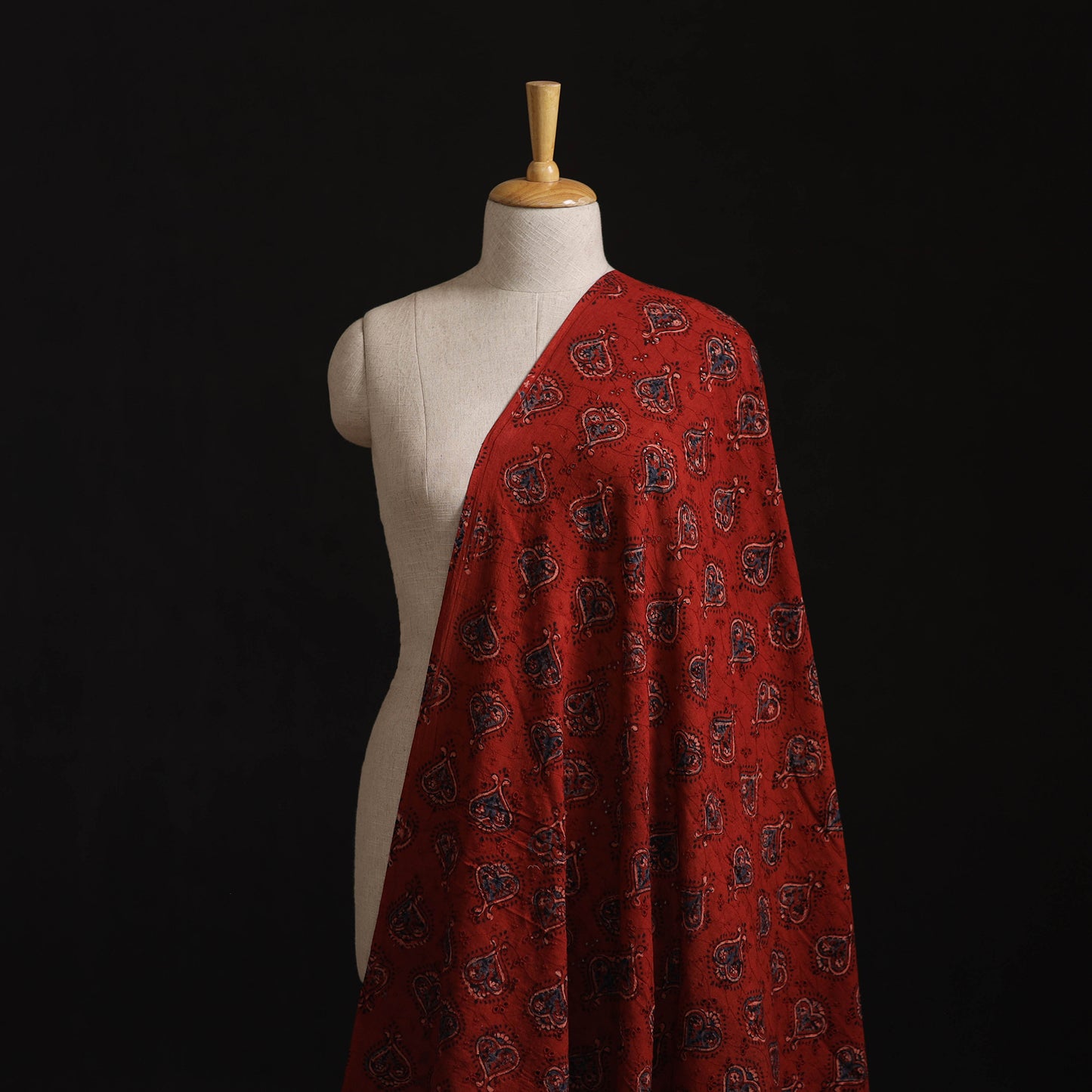 Natural Dyed Ajrakh Hand Block Print Cotton Hakoba Fabric 80