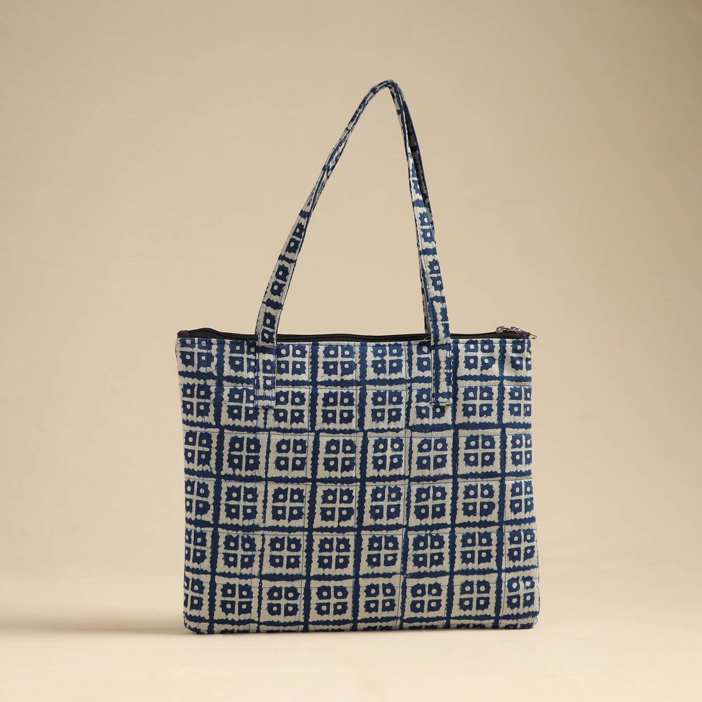 Blue - Handcrafted Quilted Cotton Hand Bag 08