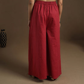 Buy Cotton Maroon Flared Jacquard Palazzo