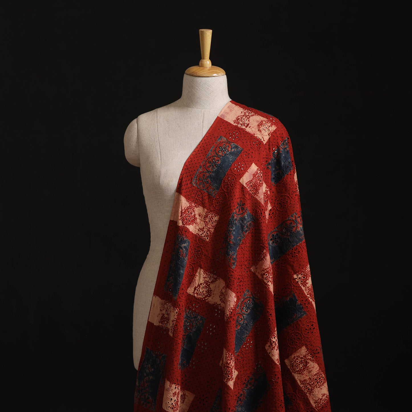 Natural Dyed Ajrakh Hand Block Print Cotton Hakoba Fabric 81