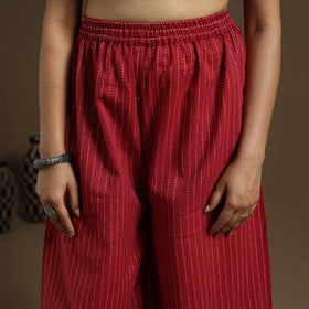 Buy Cotton Maroon Flared Jacquard Palazzo