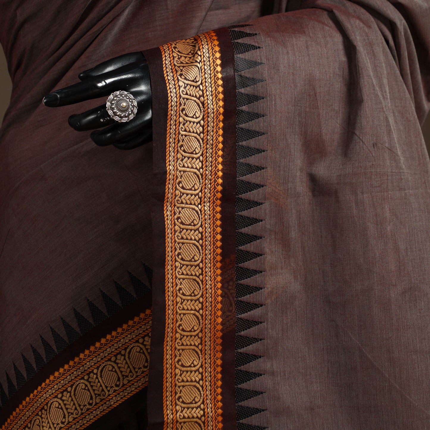 Brown - kandangi chettinad cotton saree with border 93