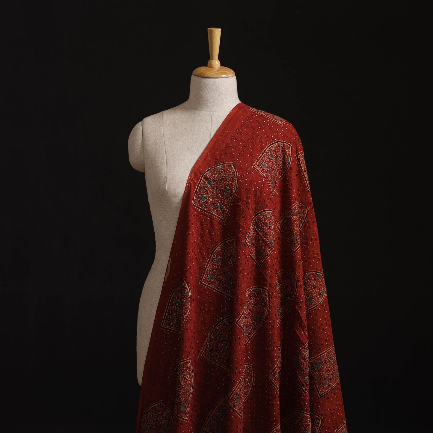 Natural Dyed Ajrakh Hand Block Print Cotton Hakoba Fabric 82