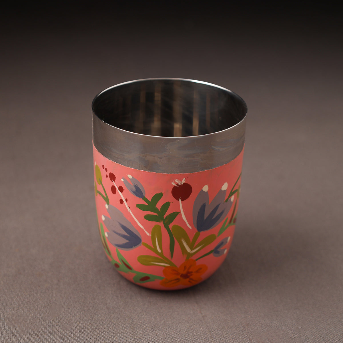 Floral Handpainted Enamelware Stainless Steel Glass 31