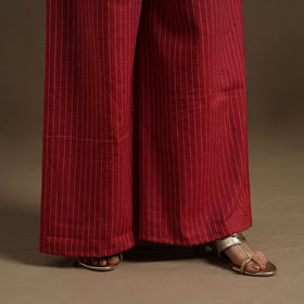 Buy Cotton Maroon Flared Jacquard Palazzo