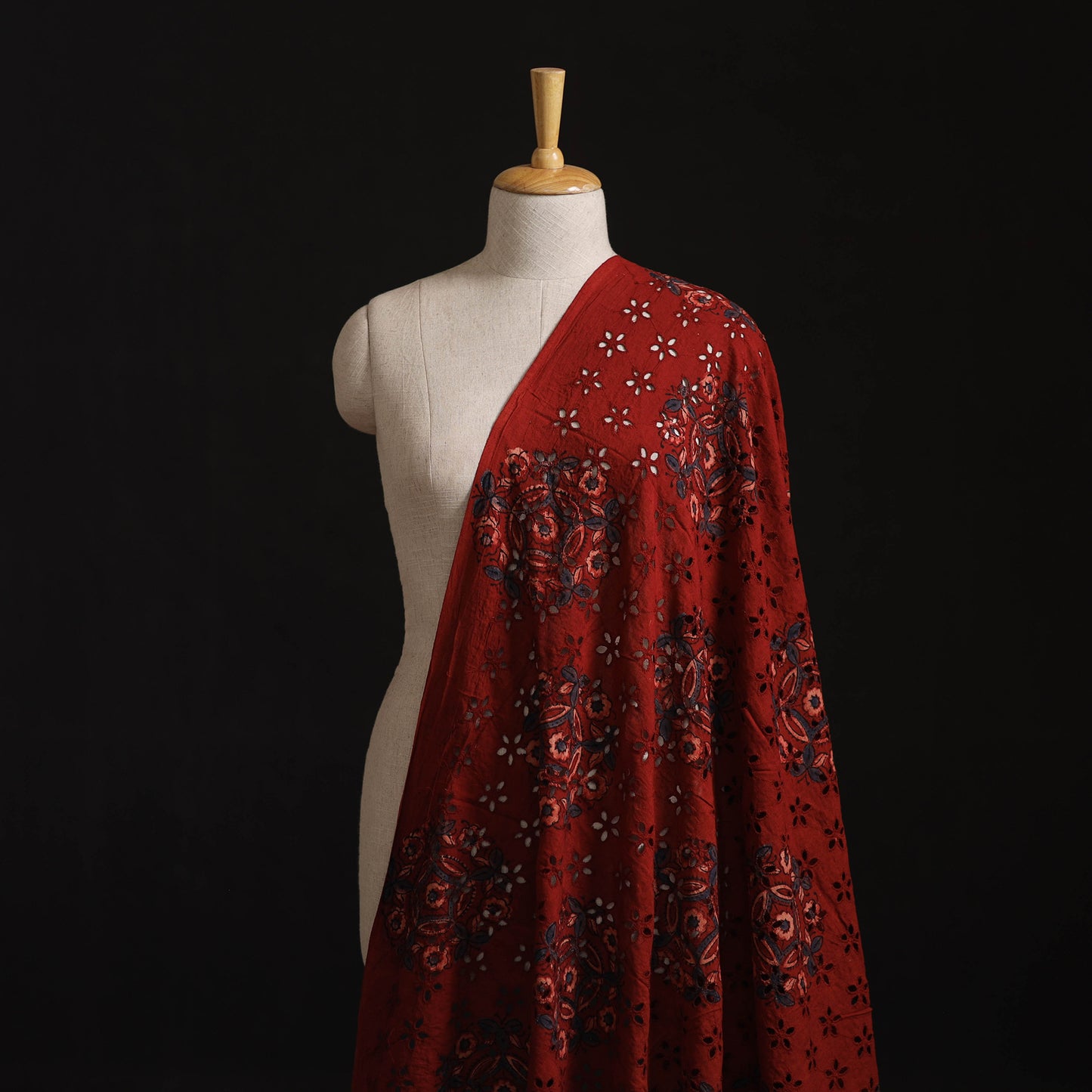 Natural Dyed Ajrakh Hand Block Print Cotton Hakoba Fabric 83