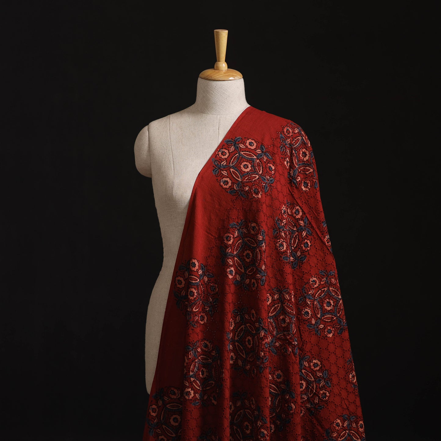 Natural Dyed Ajrakh Hand Block Print Cotton Hakoba Fabric 84