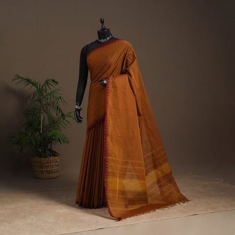 Brown - kandangi chettinad cotton saree with border 94