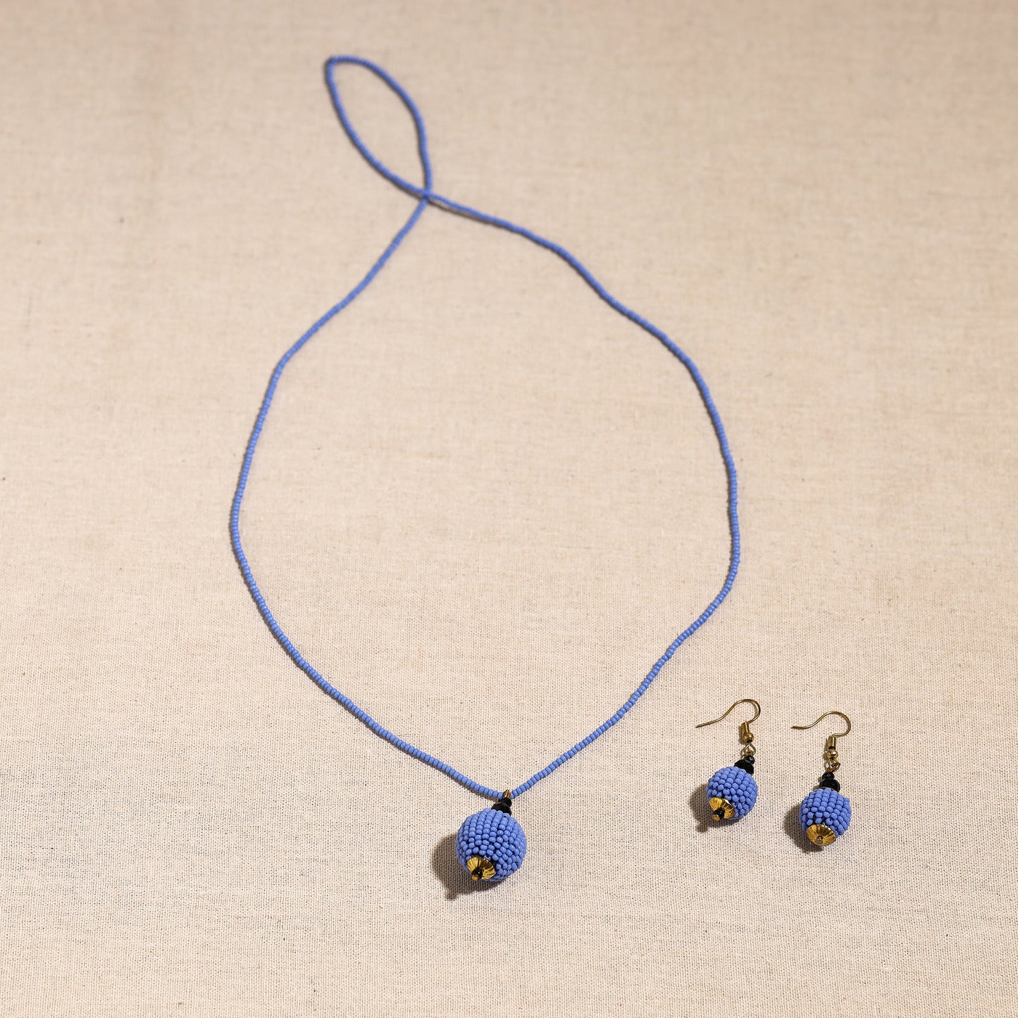 Handmade Beadwork Chain with Pendant & Earrings Set