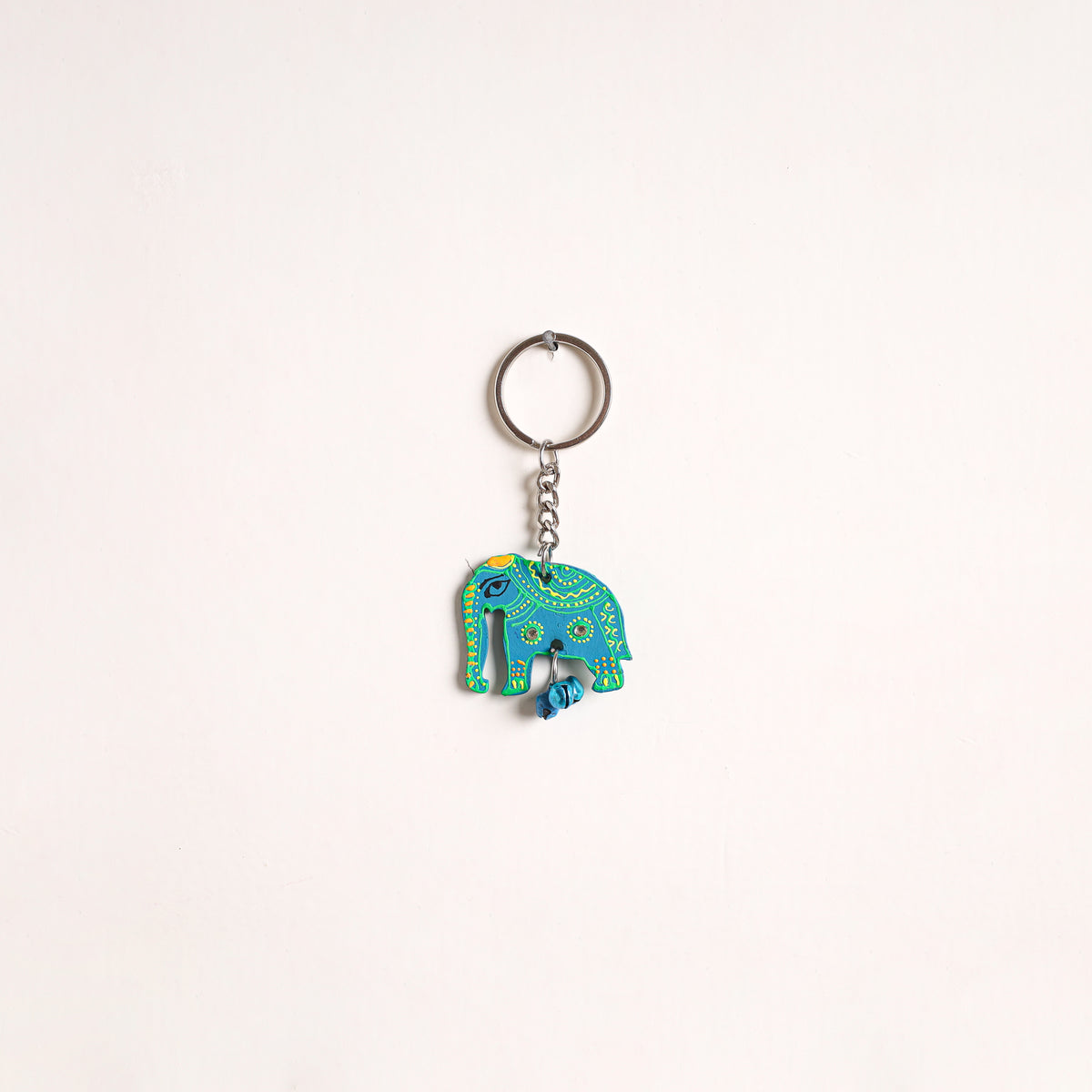 Elephant - Abstract Pastel Handpainted Hand-Carved Wooden Keychain 03