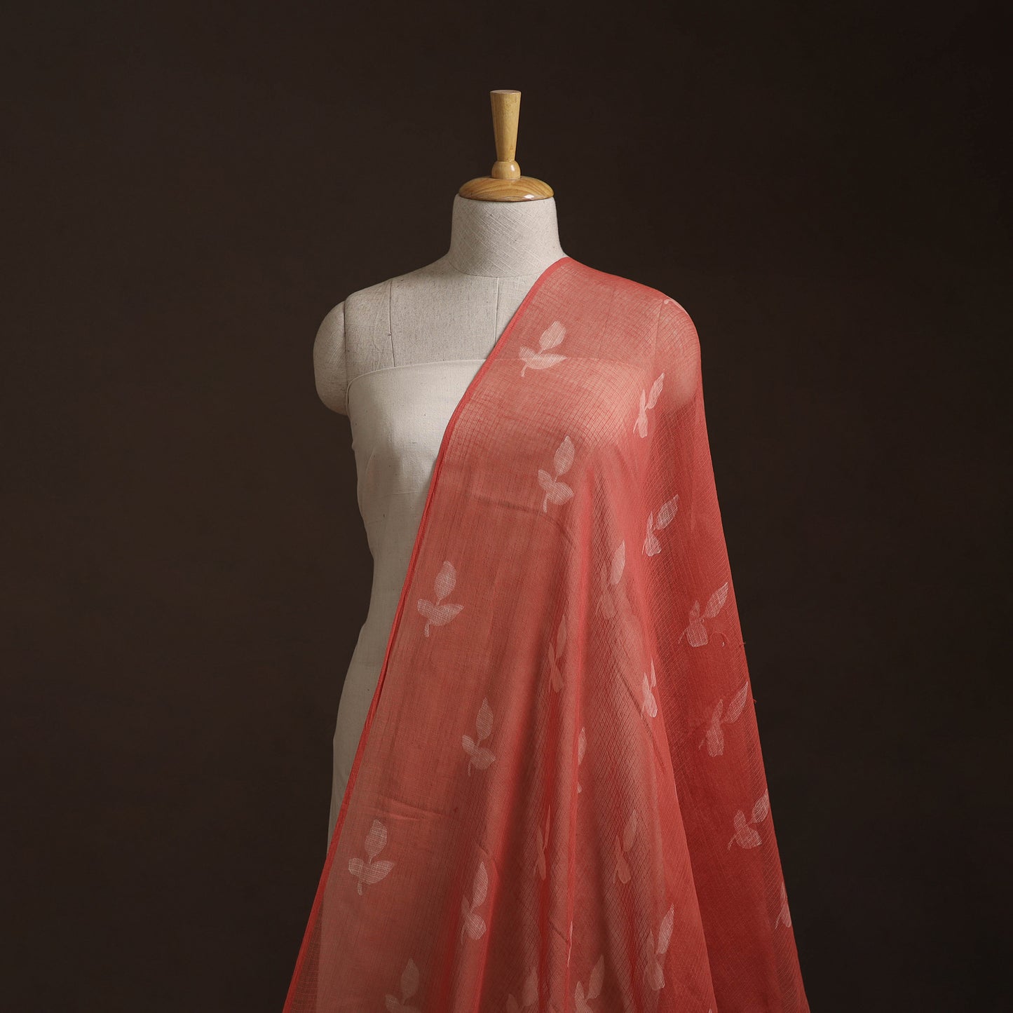 Red - Akola Hand Block Print Kota Doria Cotton Fabric 47