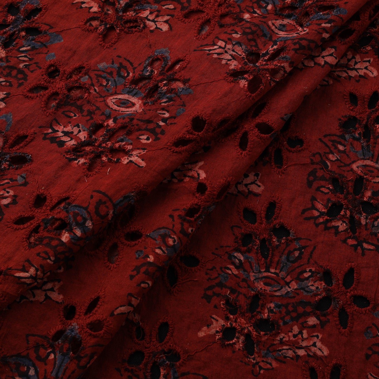Natural Dyed Ajrakh Hand Block Print Cotton Hakoba Fabric 86