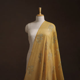 Yellow - Akola Hand Block Print Kota Doria Cotton Fabric 48