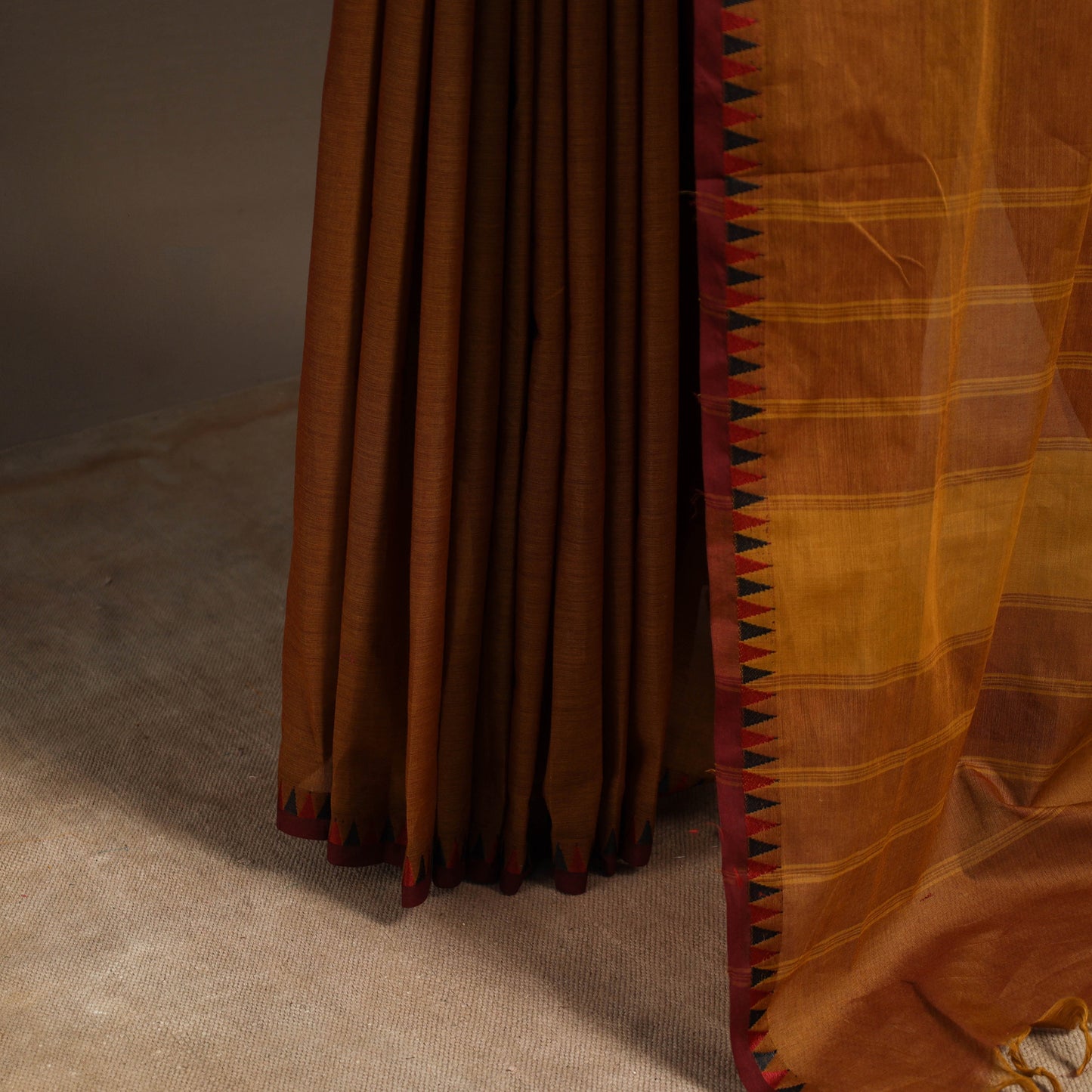 Brown - kandangi chettinad cotton saree with border 94