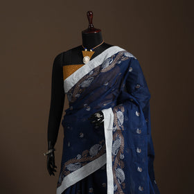 Blue Bengali Tant Saree with Matching Jewellery & Blouse