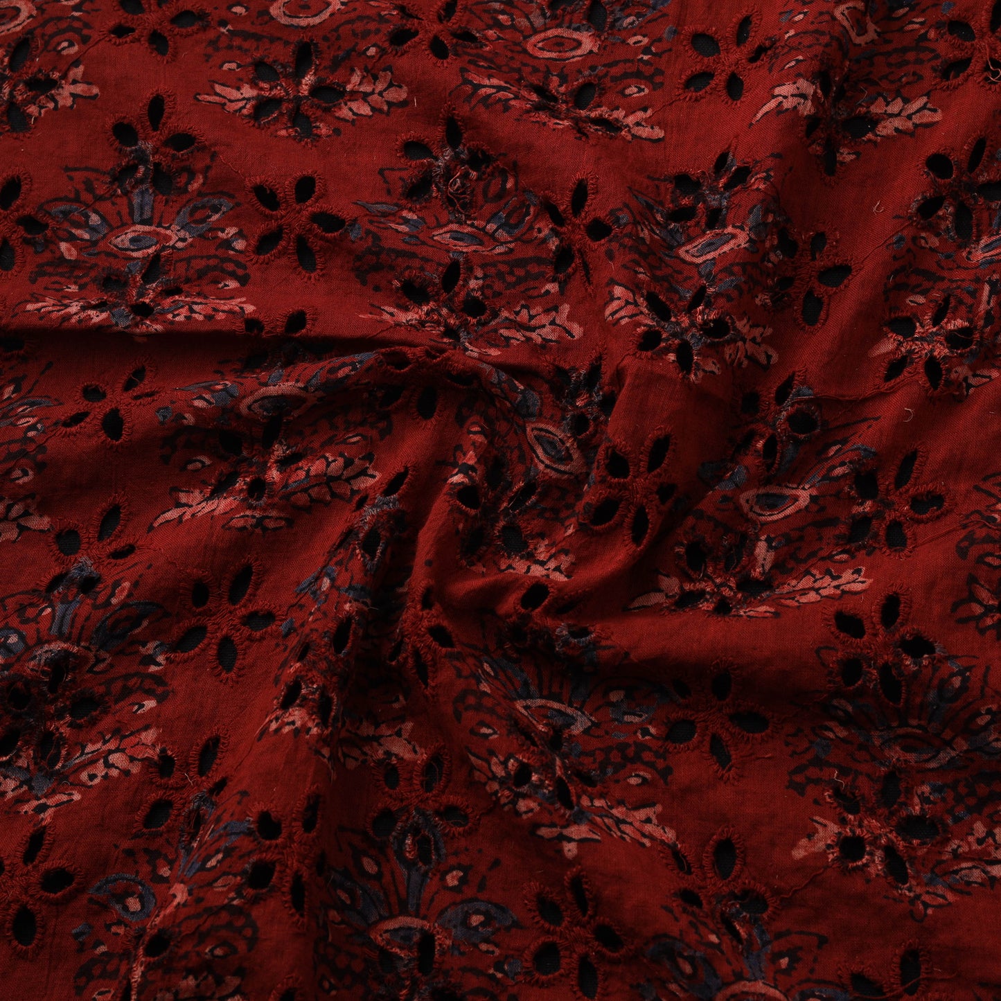 Natural Dyed Ajrakh Hand Block Print Cotton Hakoba Fabric 86