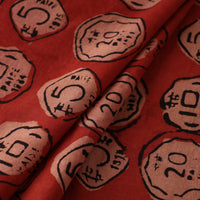 खोटे सिक्के Better Than Millions - Red Bindaas Block Printed Cotton Fabric 01