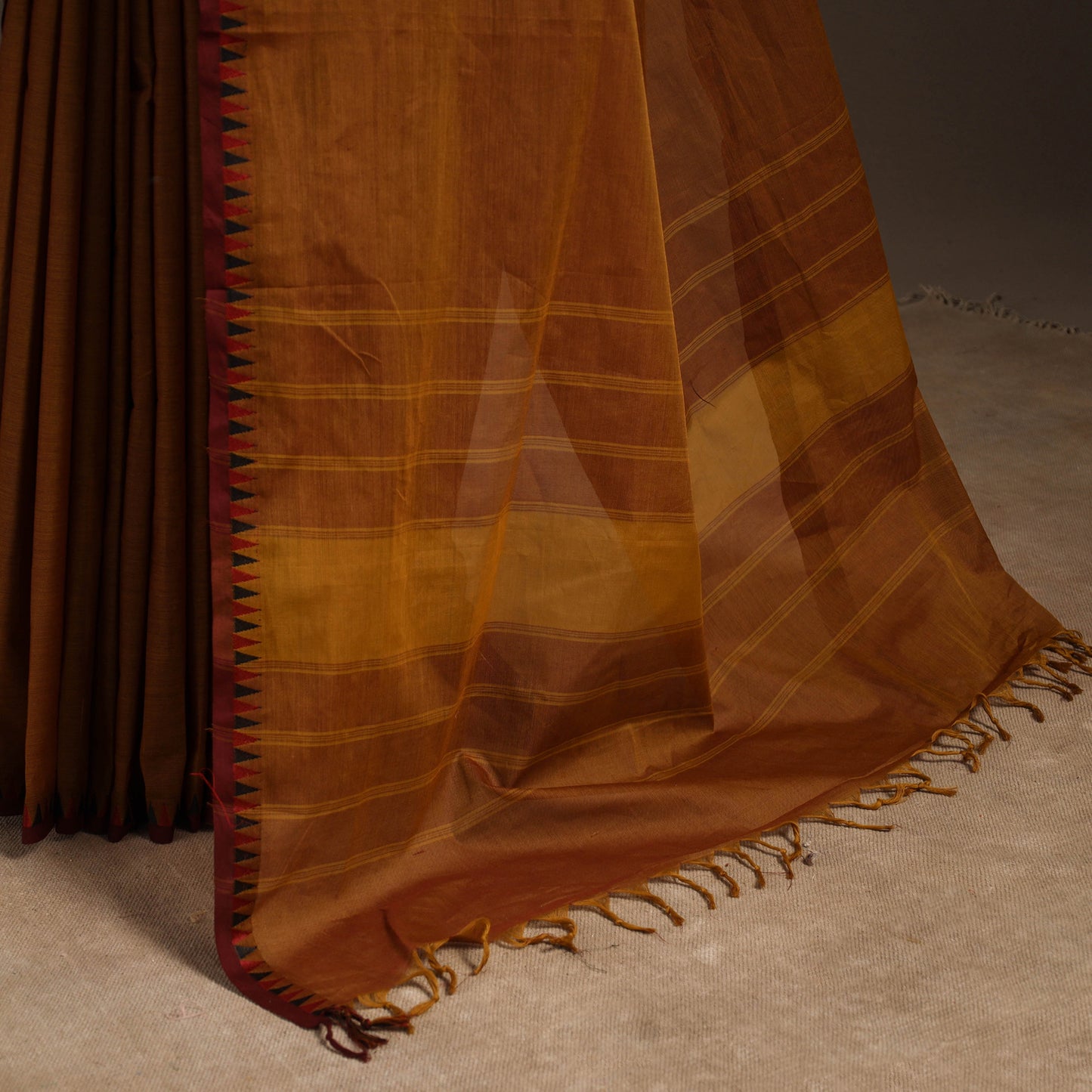 Brown - kandangi chettinad cotton saree with border 94
