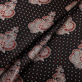 Kutch Hand Block Ajrakh Print Natural Dyed Mashru Silk Fabric 11
