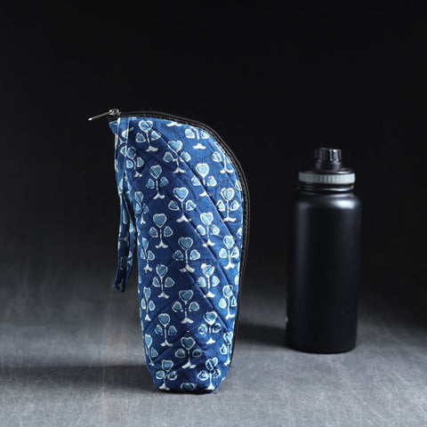 Blue Handmade Cotton 1L Water Bottle Cover