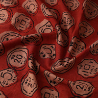 खोटे सिक्के Better Than Millions - Red Bindaas Block Printed Cotton Fabric 01