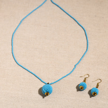 Handmade Beadwork Chain with Pendant & Earrings Set