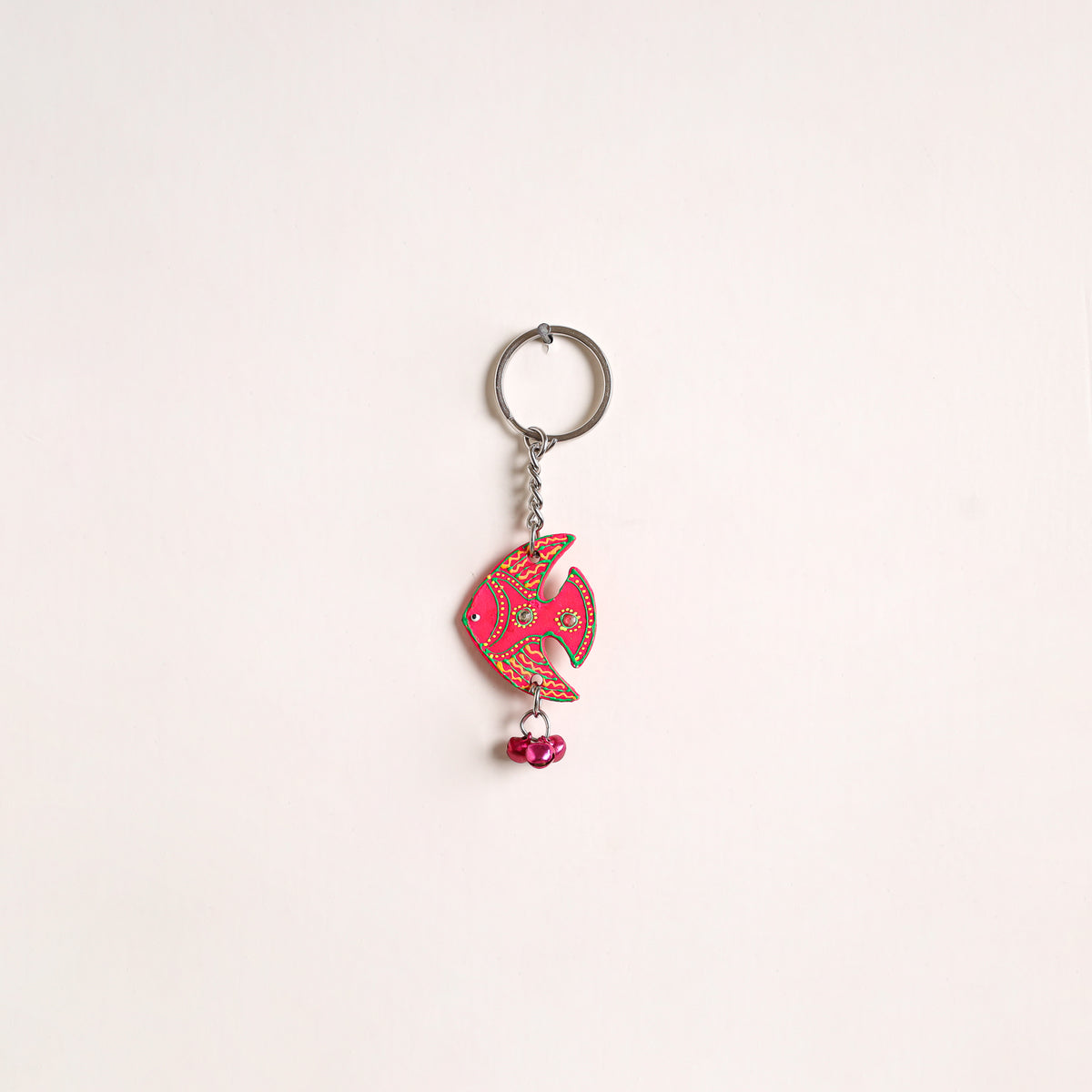 Fish - Abstract Pastel Handpainted Hand-Carved Wooden Keychain 05