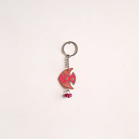 Fish - Abstract Pastel Handpainted Hand-Carved Wooden Keychain 05