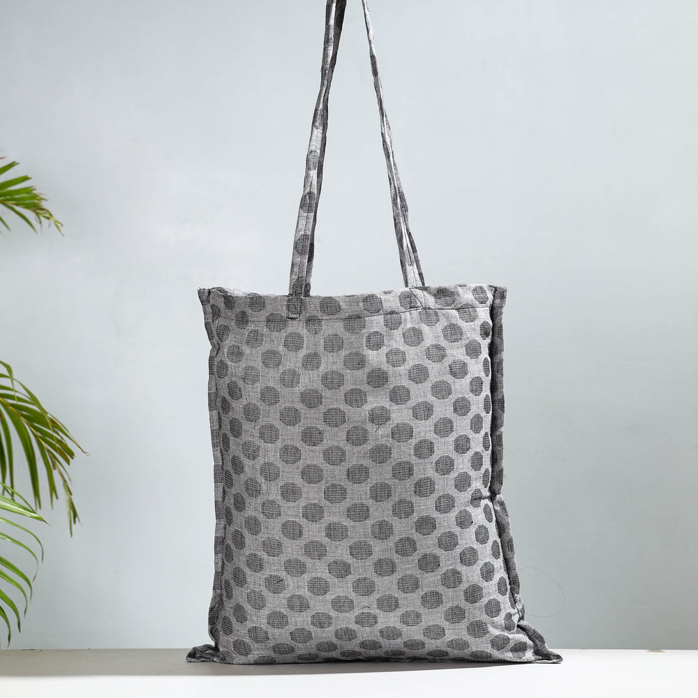 Grey - Jacquard Cotton Jhola Bag