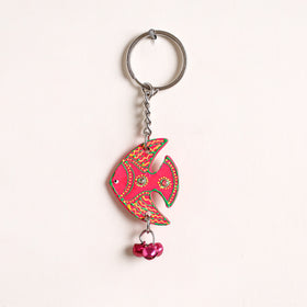 Fish - Abstract Pastel Handpainted Hand-Carved Wooden Keychain 05