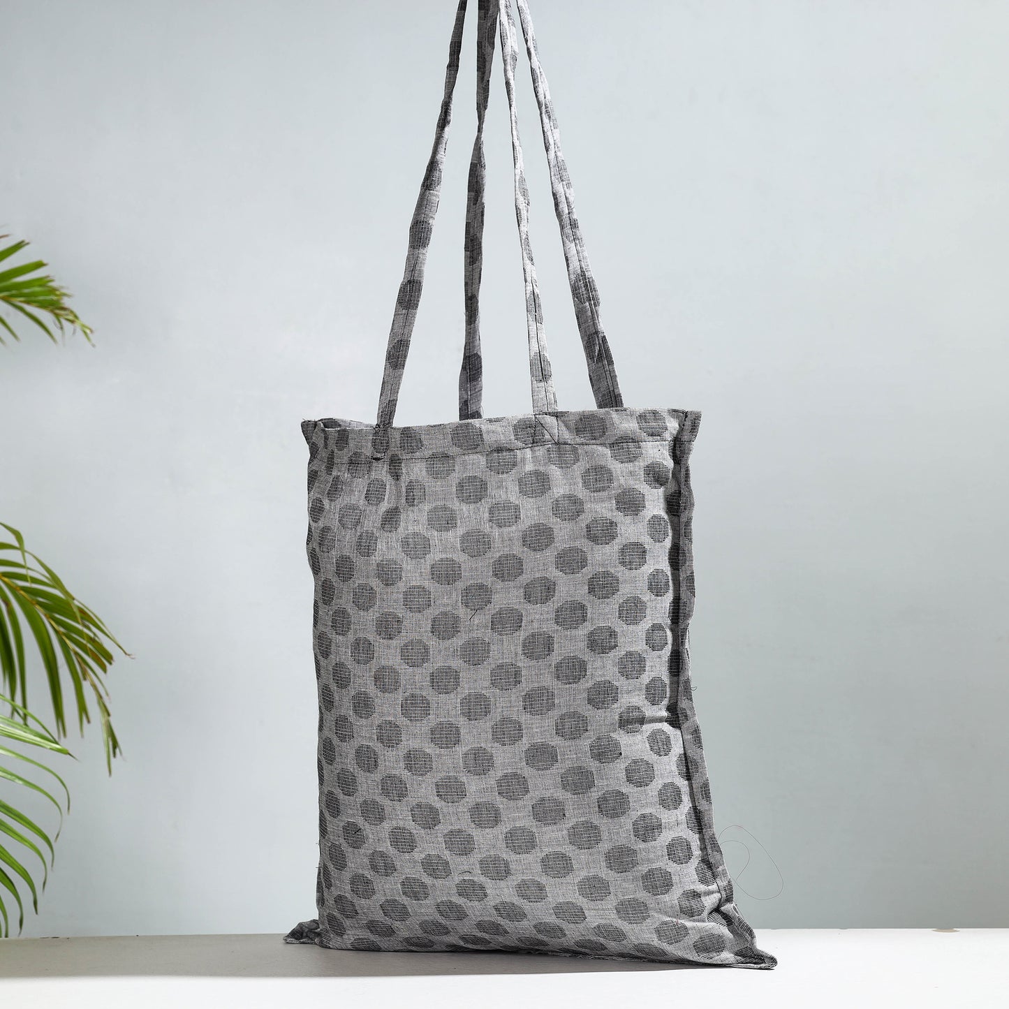 Grey - Jacquard Cotton Jhola Bag