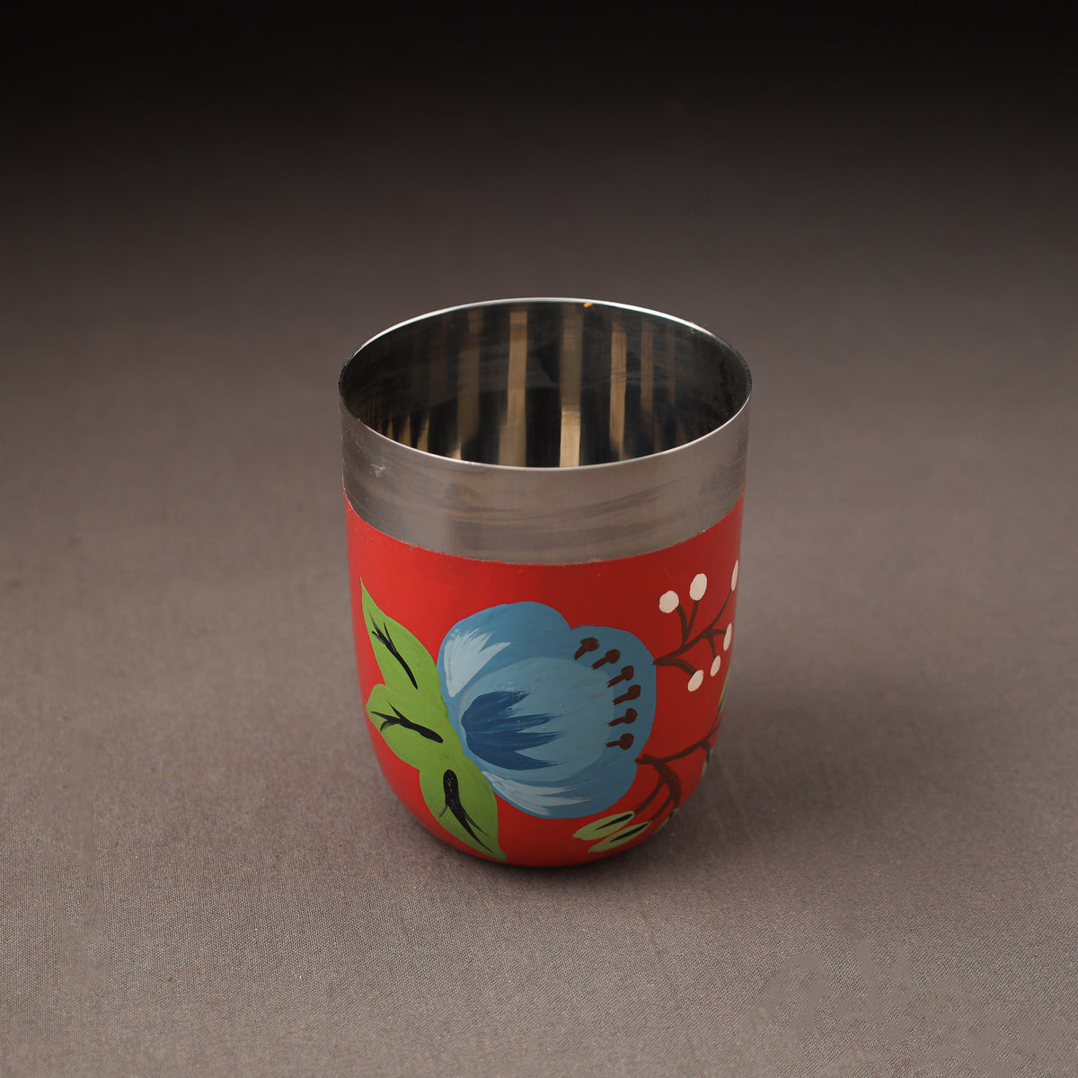 Floral Handpainted Enamelware Stainless Steel Glass 34