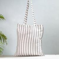 White - Jacquard Cotton Jhola Bag