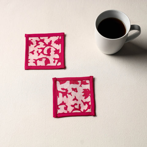 Pink Handmade Cotton Coasters (Set of 2)