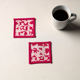 Pink Handmade Cotton Coasters (Set of 2)