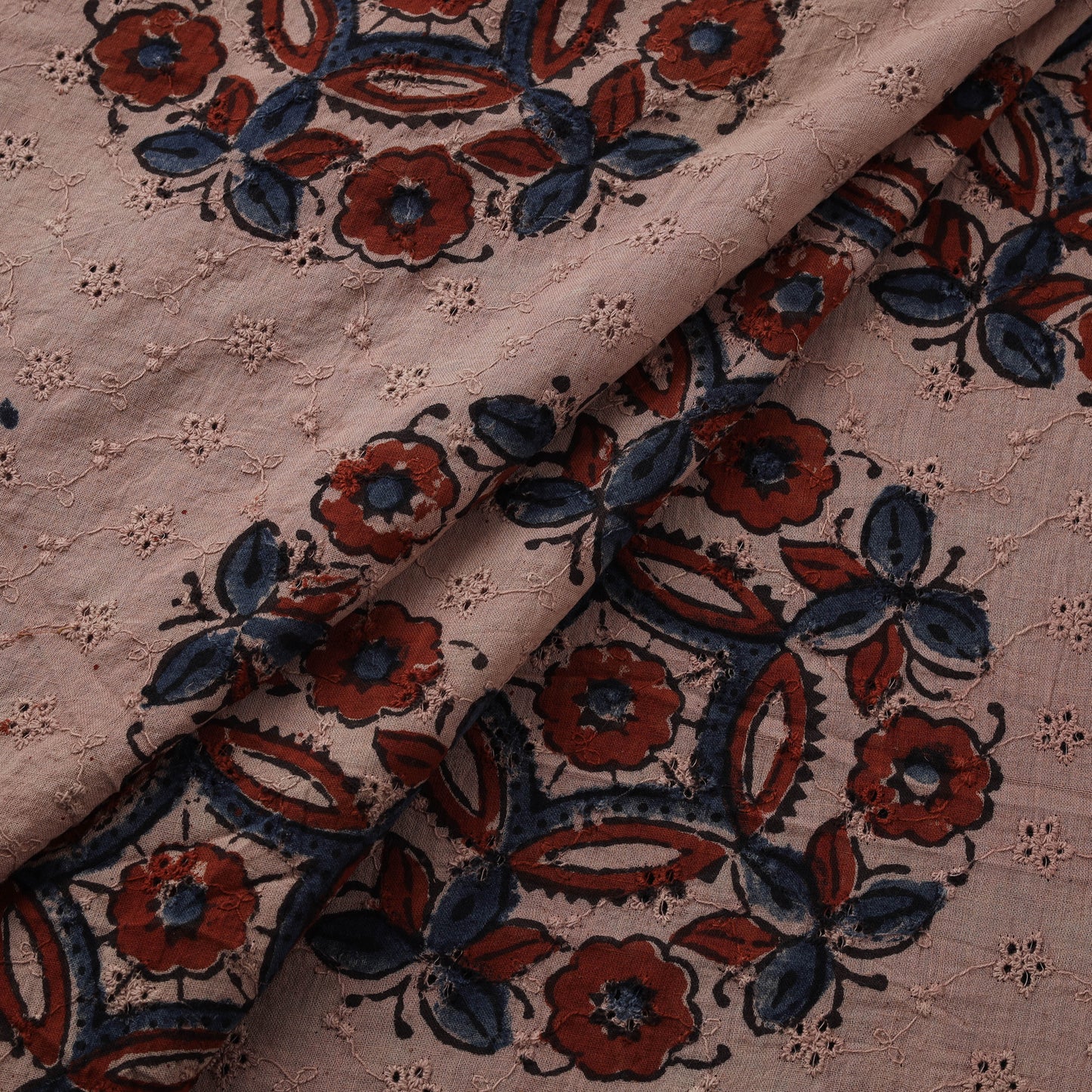 Natural Dyed Ajrakh Hand Block Print Cotton Hakoba Fabric 88