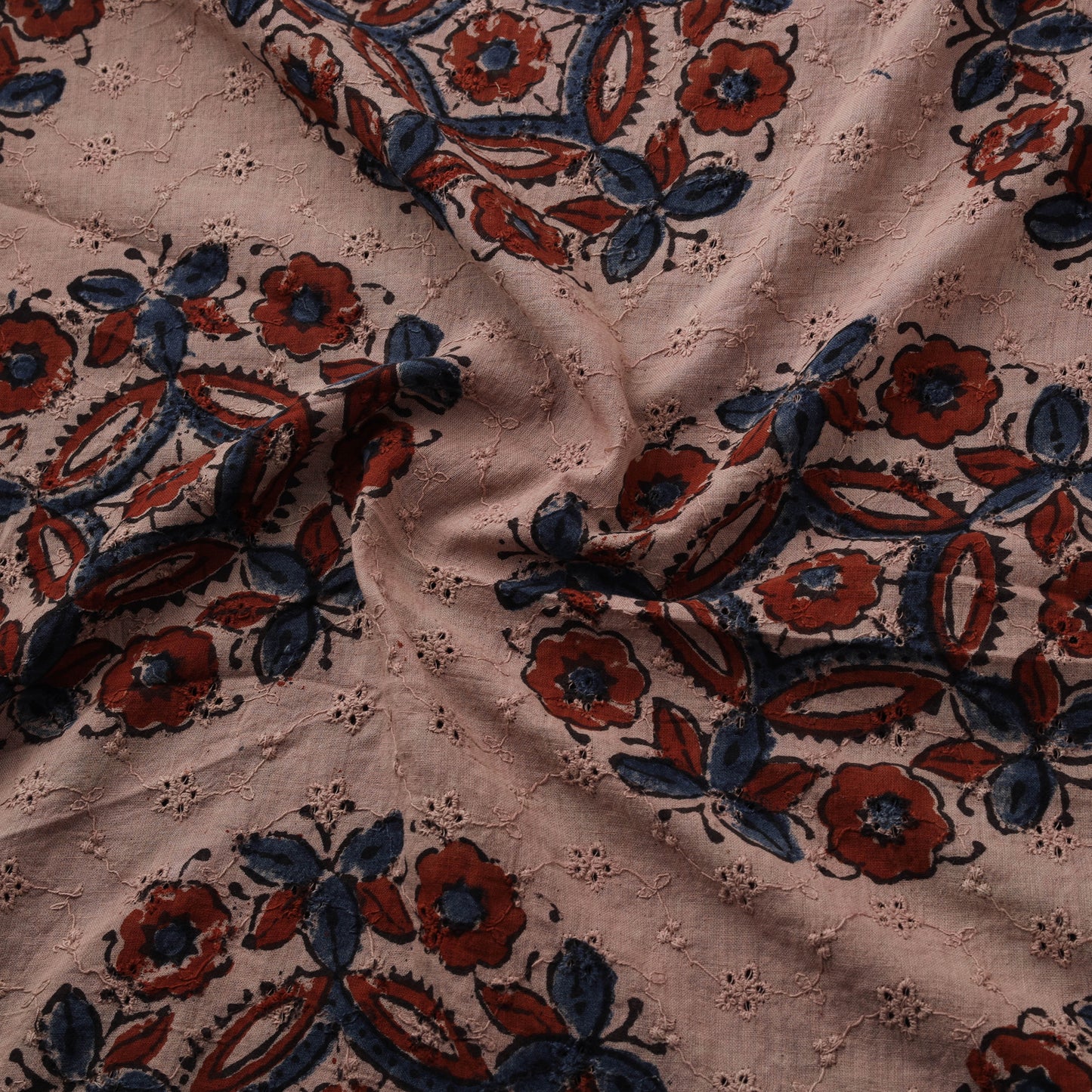 Natural Dyed Ajrakh Hand Block Print Cotton Hakoba Fabric 88